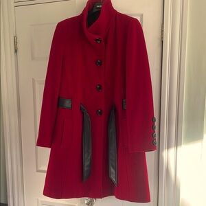 Red Women's Coat with Black Accents